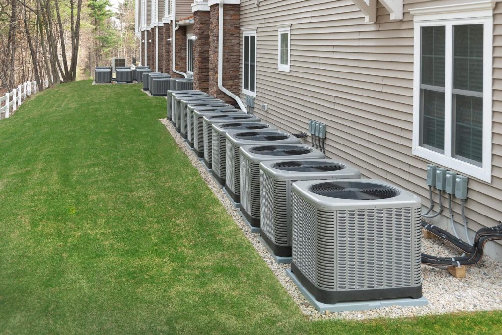 HVAC systems outside a complex